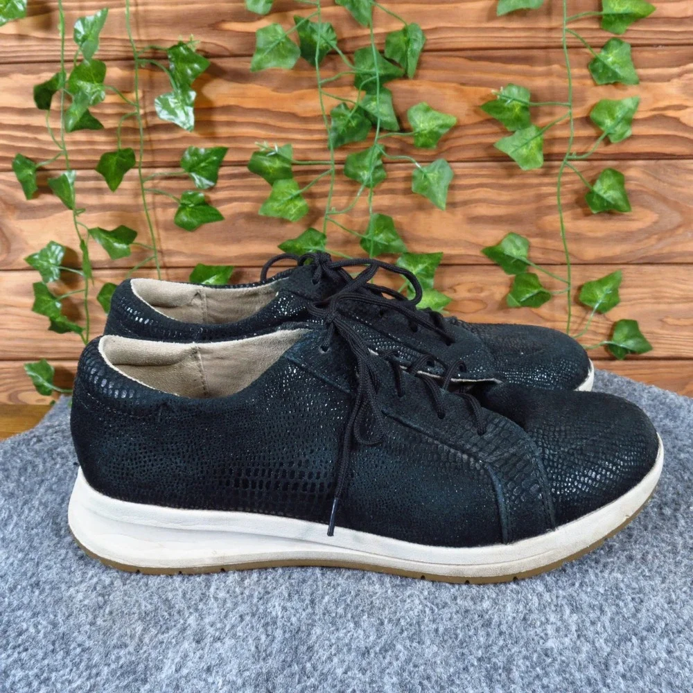 Revere Athens Women Casual Sneaker Size 8 Wide Walking‎ Shoe Black Leather